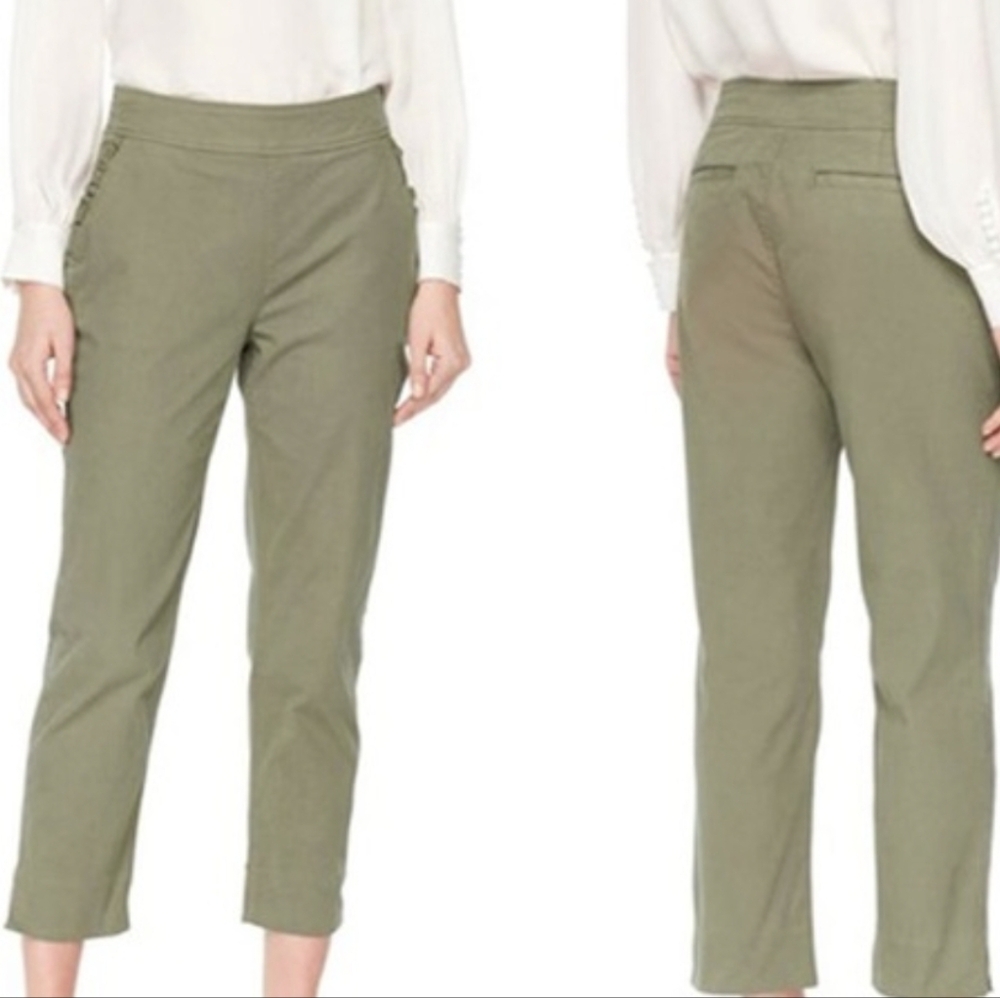 Kate spade slim chino green pants ruffle pocket pants